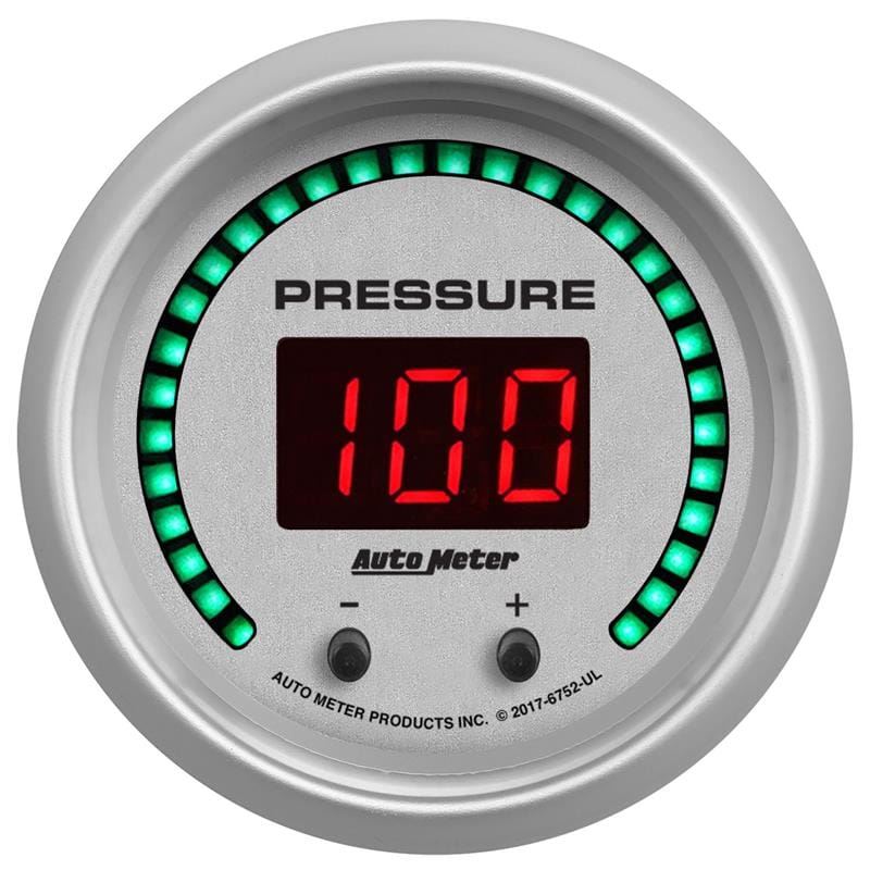 AutoMeter — Autometer 52.4mm Silver Switchable 0-1600 PSI/0-110 BAR Fluid Pressure UltraLite Elite Digital Gauge