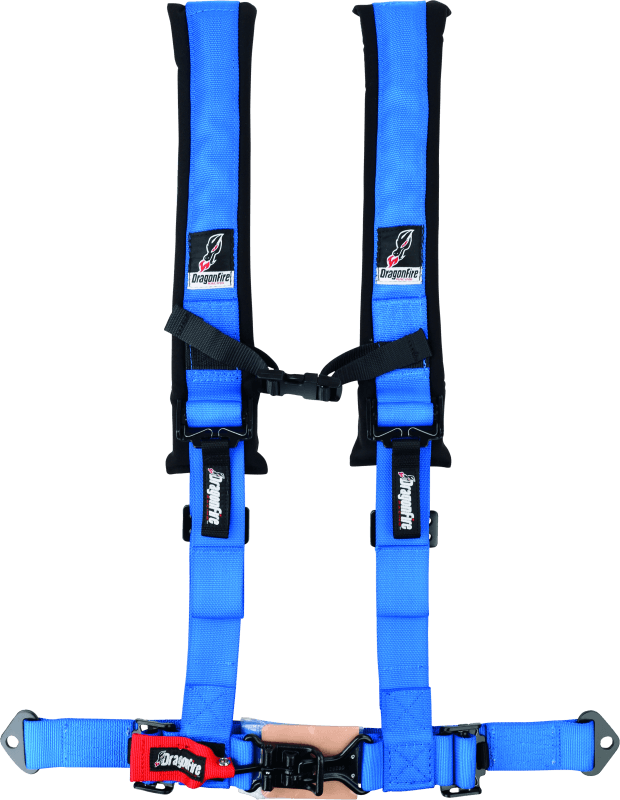 DragonFire Racing — Harness Restraint, H-Style, 4-Point, 2 in. Buckle, Blue