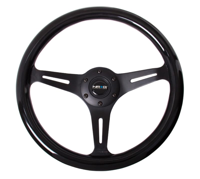 NRG — NRG Classic Wood Grain Steering Wheel (350mm) Black Paint Grip w/Black 3-Spoke Center