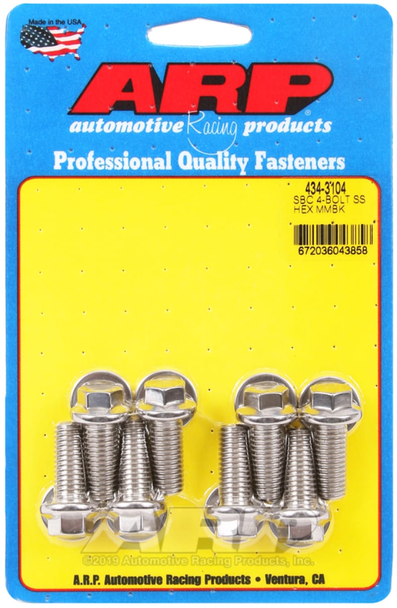 ARP — ARP SB Chevy 4-Bolt SS Hex Motor Mount Bolt Kit