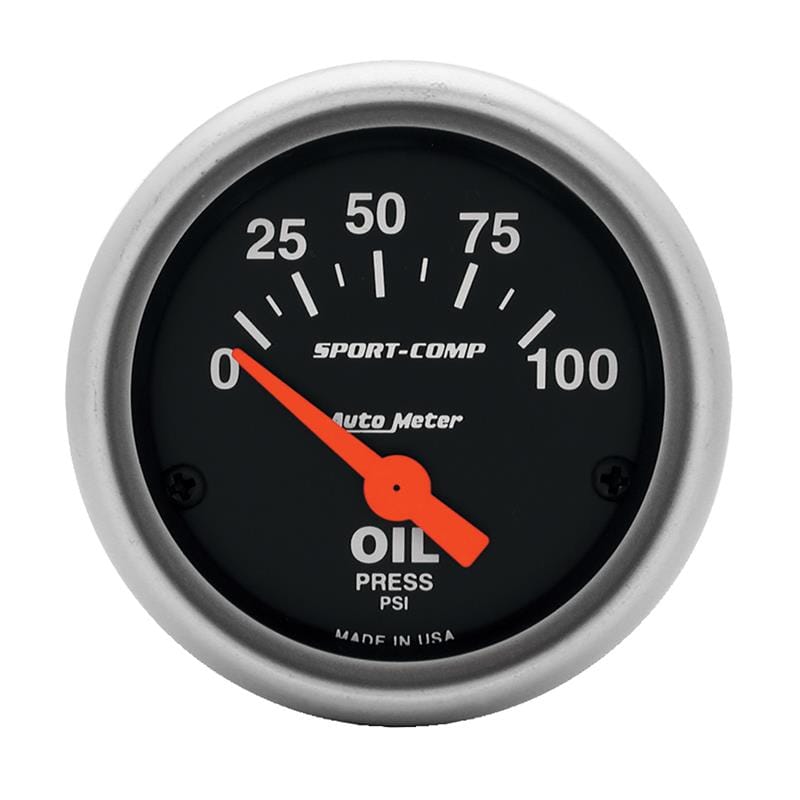 AutoMeter — GAUGE, OIL PRESSURE, 2 1/16", 100PSI, ELECTRIC, SPORT-COMP