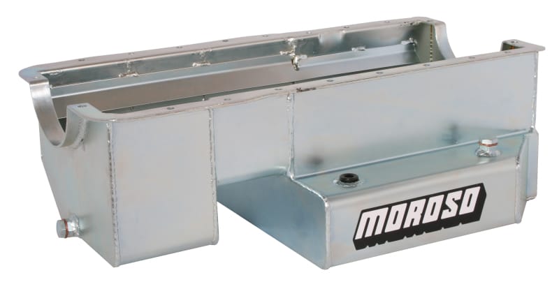 Moroso — Moroso Ford 351W (w/Rear Sump) Kicked Out Circle Track Baffled Wet Sump 9qt 7.5in Steel Oil Pan