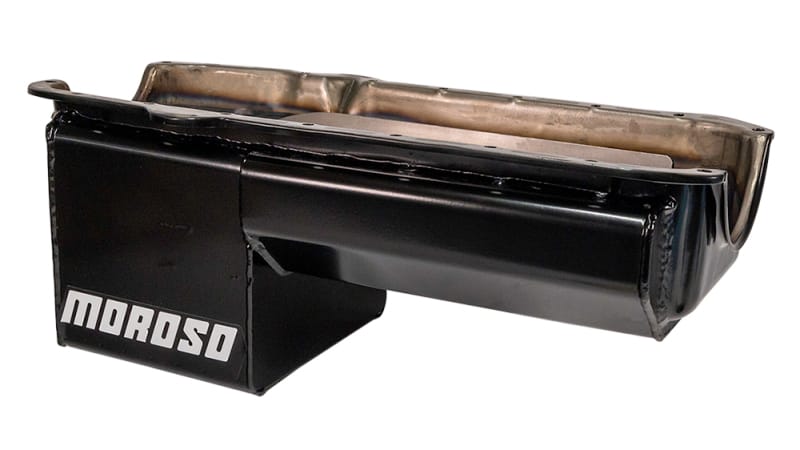 Moroso — Moroso Pre-80 Chevrolet SBC/Dart Little M Power Pouch Wet Sump 7qt 8.25in Steel Oil Pan - Black