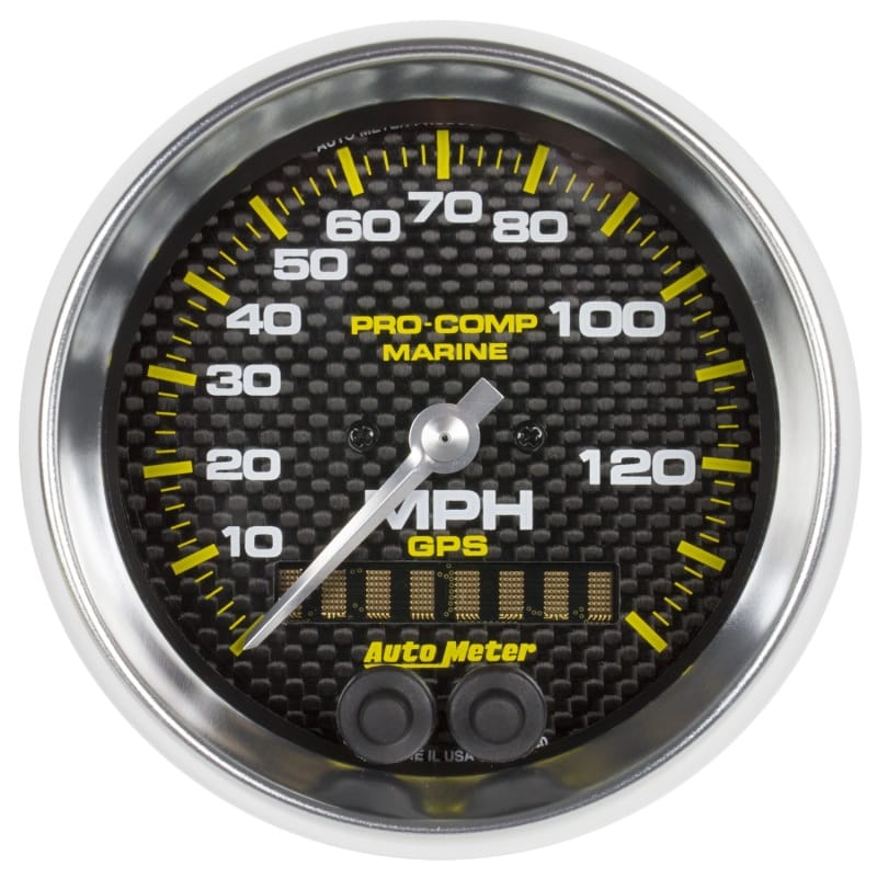 AutoMeter — Autometer Gauge GPS Speedometer 3-3/8in 140 MPH Marine Carbon Fiber Gauge
3.4" SPD GPS 140 MCF