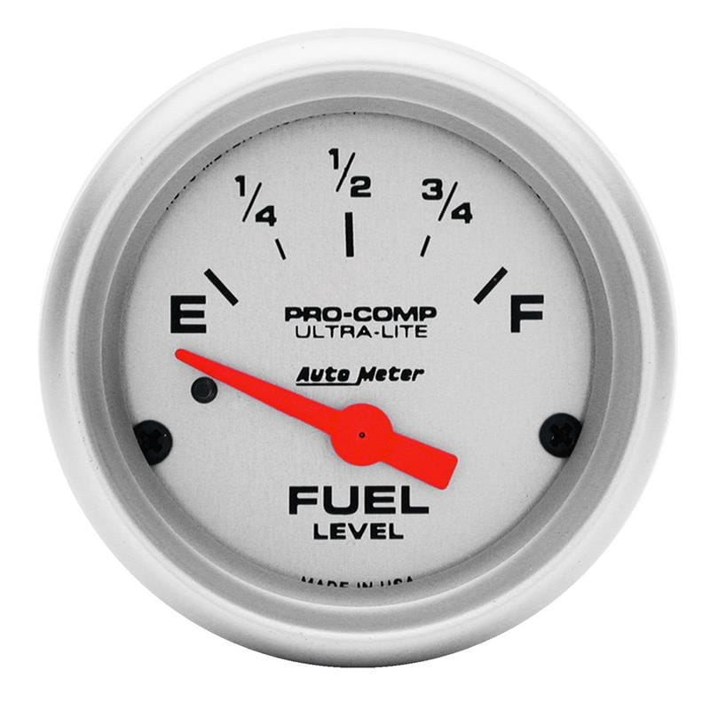 AutoMeter — Autometer Ultra-Lite 52mm 0 OHMS Empty/90 OHMS Full Short Sweep Electronic Fuel Level Gauge
2" FUEL LEVEL, 0 E/9