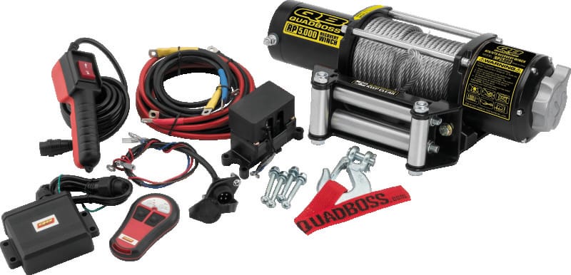 QuadBoss — QuadBoss Winch Kit - 50ft Cable - 3.8hp - Roller Fairlead - Wireless Remote - 5000lb