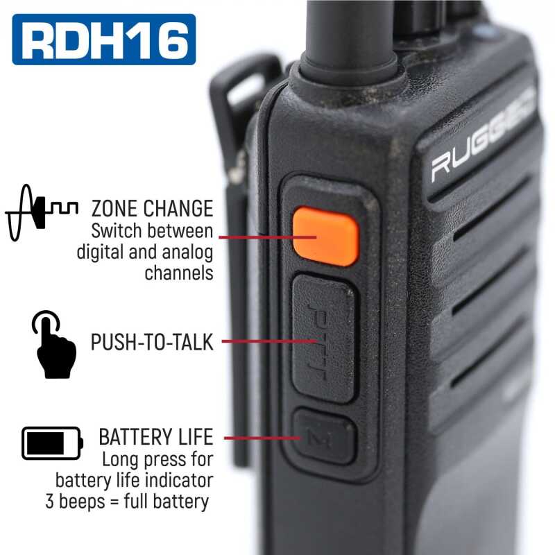 Rugged Radios — Rugged Radios Rugged RDH16 - Business Band Two Way Handheld Radio - Digital and Analog VHF / Black