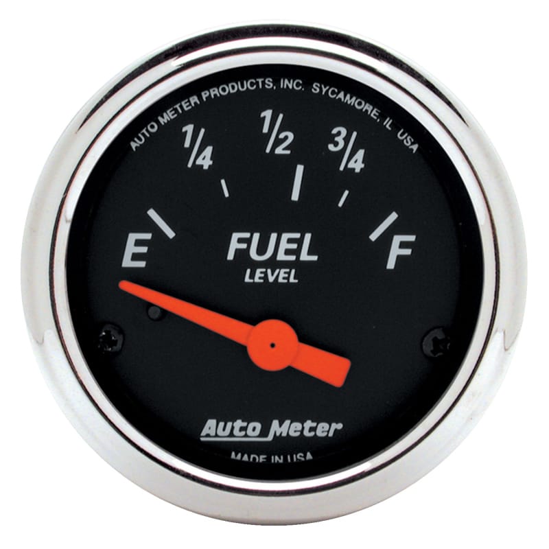 AutoMeter — Autometer Designer Black Fuel Level Gauge 2-1/16in Electrical 70 Ohms E / 10 Ohms F - 90 Deg Sweep
GA 2" FUEL 73-10 DB