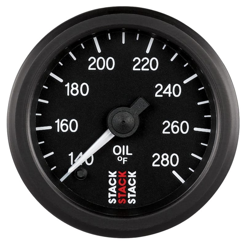 AutoMeter — Autometer Stack 52mm 140-280 Deg F 1/8in NPTF Male Pro Stepper Motor Oil Temp Gauge - Black
Ga OT ProStpr B 280F