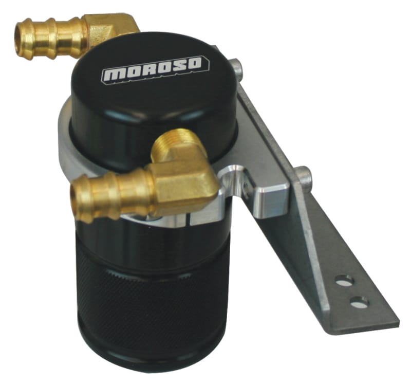 Moroso — Moroso 11-14 Ford F-150 EcoBoost/5.0L Air/Oil Separator Catch Can - Small Body - Billet Alum - Black