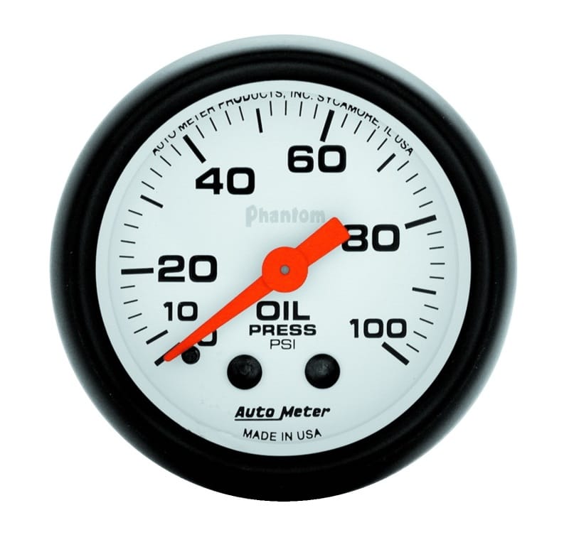 AutoMeter — Autometer Phantom 52mm 0-100 PSI Mechanical Oil Pressure Gauge
2" OIL PRESS, 0-100