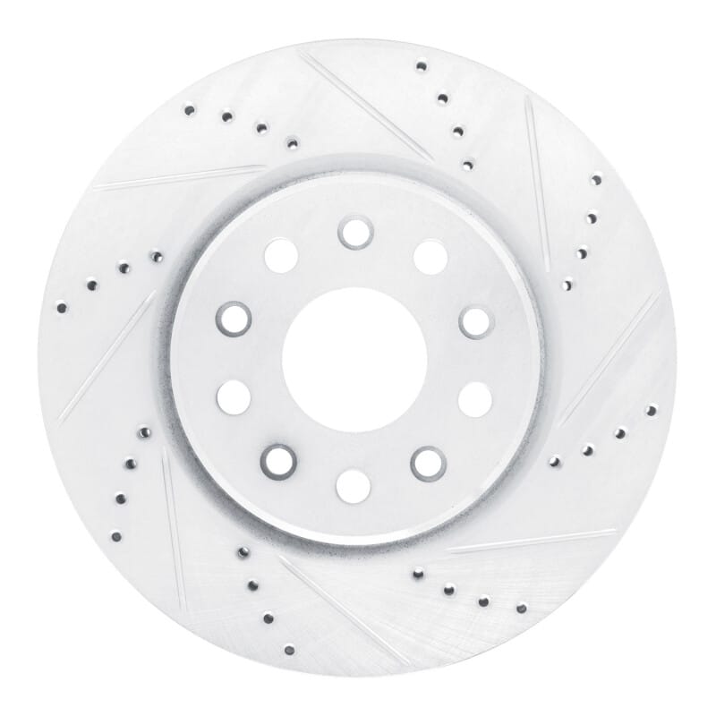 R1 Concepts — R1 22-25 Jeep Grand Cherokee Front Right Drilled & Slotted Silver Brake Rotor