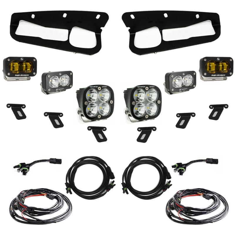 Baja Designs — Baja Designs 21-22 Ford Bronco w/Steel Bumper S2 SAE Sportsmen Fog Pocket Light Kit - Amber