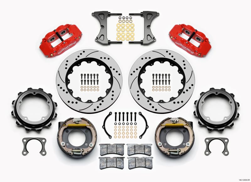 Wilwood — Wilwood Narrow Superlite 4R Rear P-Brk Kit 14.00in Drill Red Strange Eng Floater 3.49in Offset
BRAKE KIT