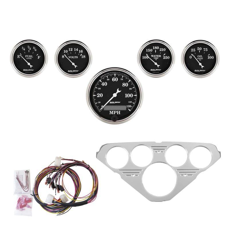 AutoMeter — Autometer Old Tyme Black 5 Piece Kit (MPH/FUEL/OILP/WTMP/BAT) 55-59 Chevy Truck Direct-Fit Dash Kit
GA K CHV TK 55/9 OTB