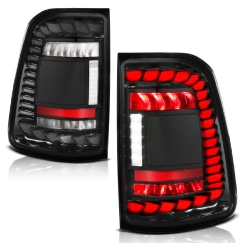 ANZO — ANZO 19-24 RAM 1500 (Factory Halogen Models) Full LED Tail Lights SeqSig Black - Pair