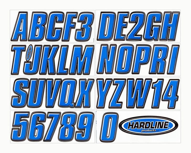 Hardline — Hardline Boat Lettering Registration Kit 3 in. - 800 Blue/Black