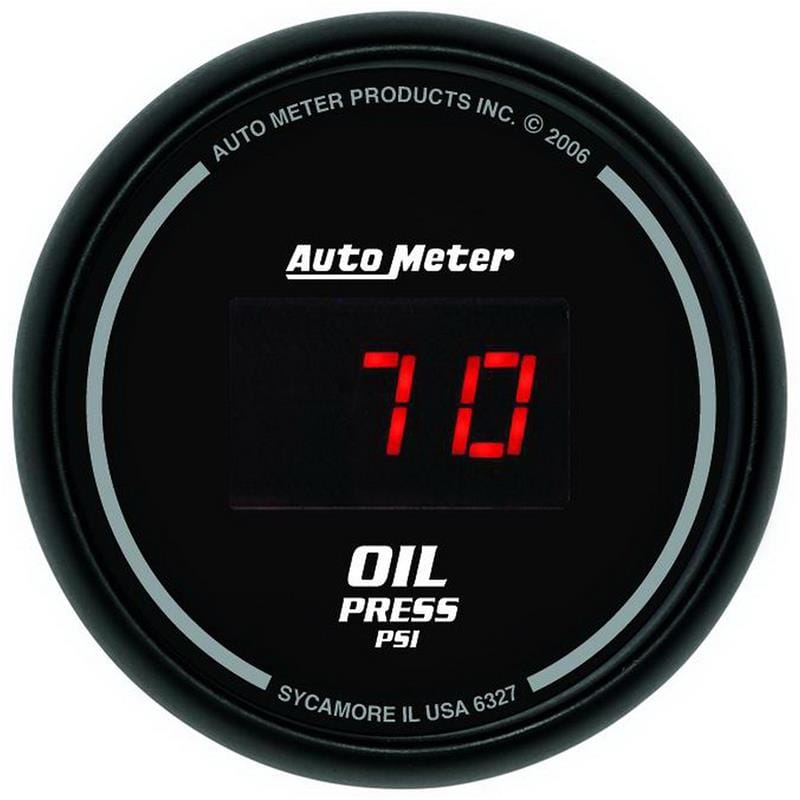AutoMeter — GAUGE, OIL PRESSURE, 2 1/16", 100PSI, DIGITAL, BLACK DIAL W/ RED LED
