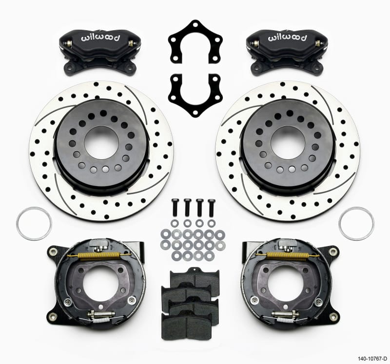Wilwood — Wilwood Forged Dynalite P/S Park Brake Kit Drilled Mopar/Dana 2.50in Off w/Snap Ring Bearing
BRAKE KIT