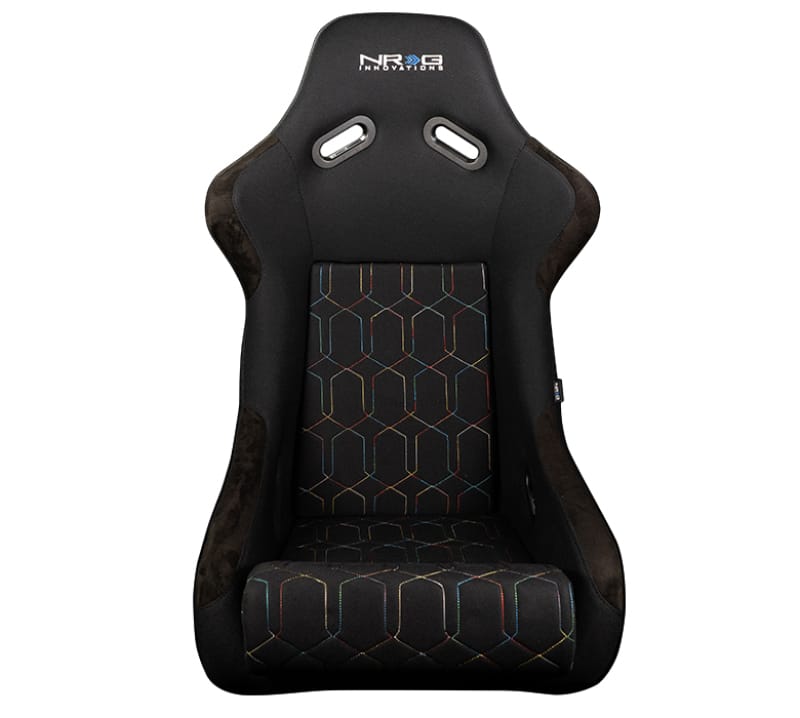 NRG — NRG FRP Bucket Seat (Black w/ Multi Color Geometric Pattern) - Large