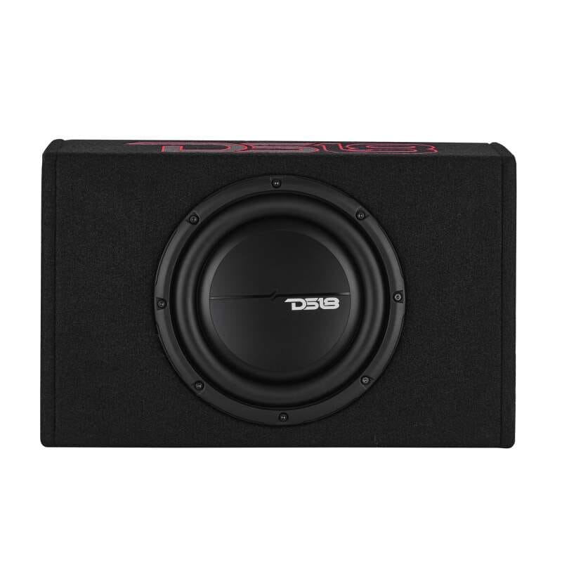 DS18 — DS18 Single 10in Shallow Enclosure w/ Subwoofer 350 Watts RMS Sealed Black Carpet Amplified