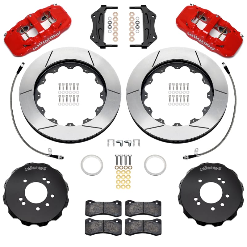 Wilwood — Wilwood 95-98 Nissan Skyline Aerolite 6R Front BBK w/ 14.00in Slotted Rotors & Flexlines - Red