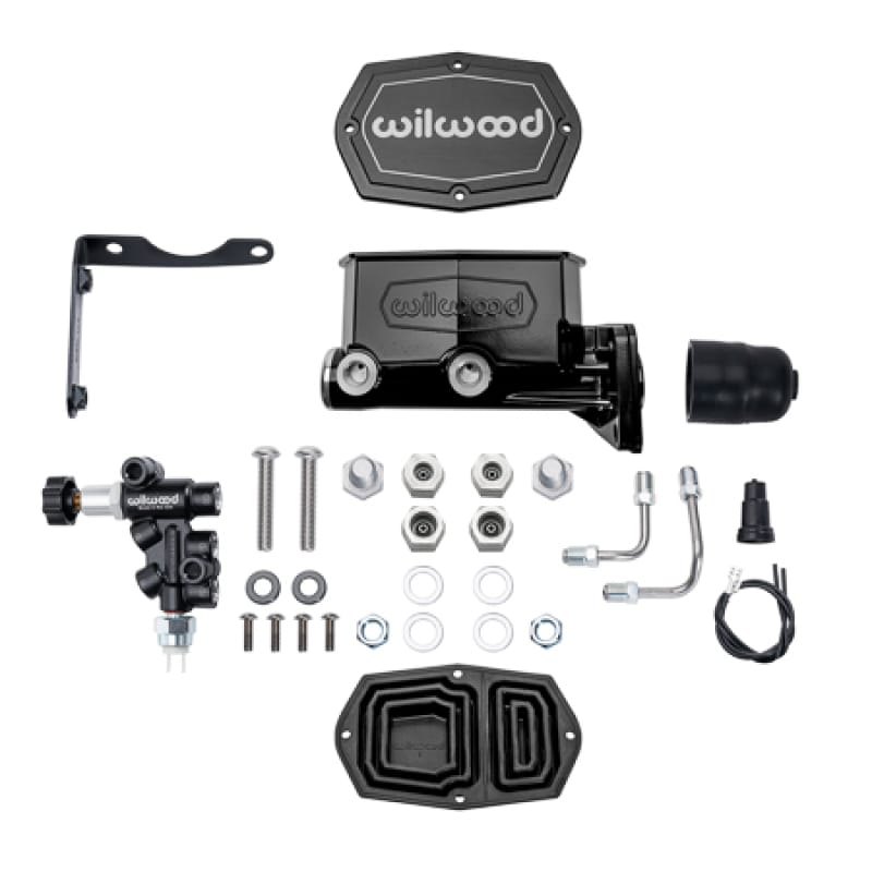 Wilwood — Wilwood MOPAR Compact Tandem M/C Kit w/ P-Valve 1.12in Bore - Black