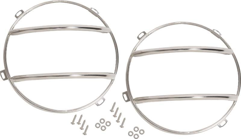 Kentrol — Kentrol 07-18 Jeep Wrangler JK Euro Headlight Guards Pair - Polished Silver