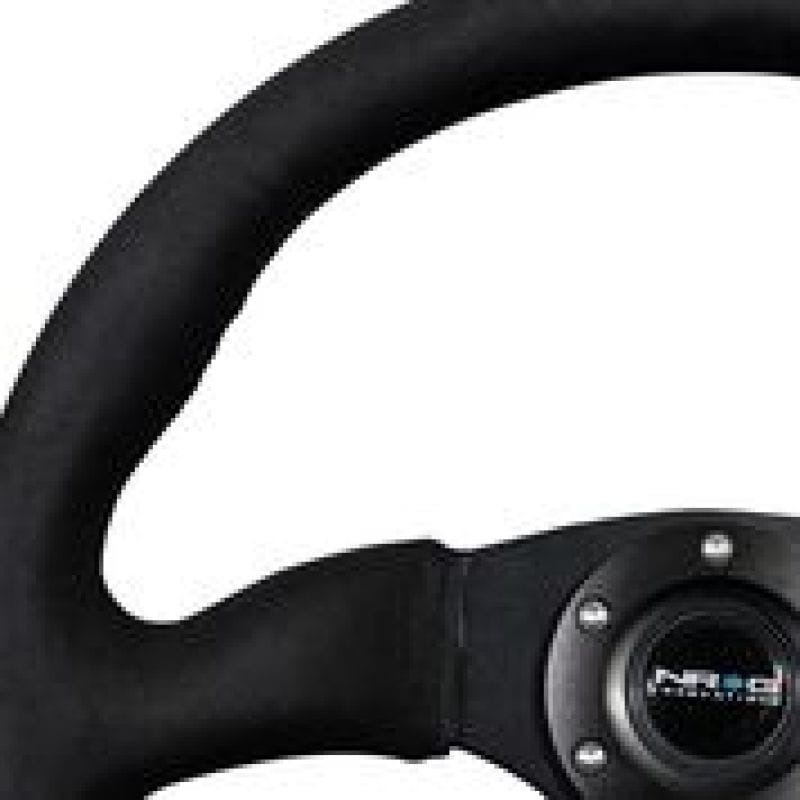 NRG — NRG Reinforced Steering Wheel (350mm / 2.5in. Deep)Blk Alcantara Comfort Grip w/4mm Matte Blk Spokes