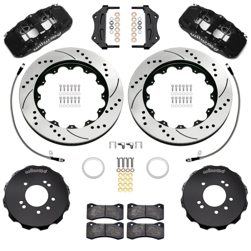 Wilwood — Wilwood 95-98 Nissan Skyline Aerolite 6R Front BBK w/ 14.00in D/S Rotors & Flexlines - Black