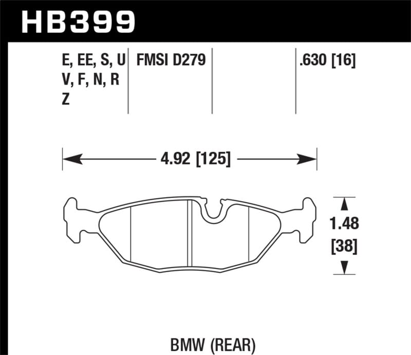 Hawk Performance — Hawk 86-87 BMW 325 2.7L Rear ER-1 Brake Pads
Disc Brake Pad