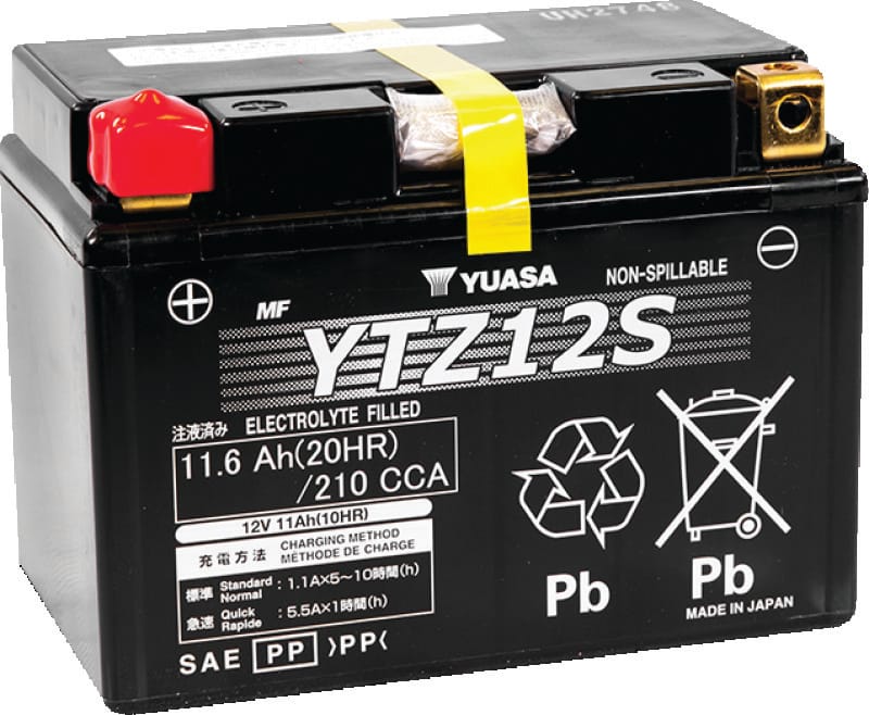 Yuasa Battery — Yuasa YTZ12S Maintenance Free AGM 12-Volt Battery