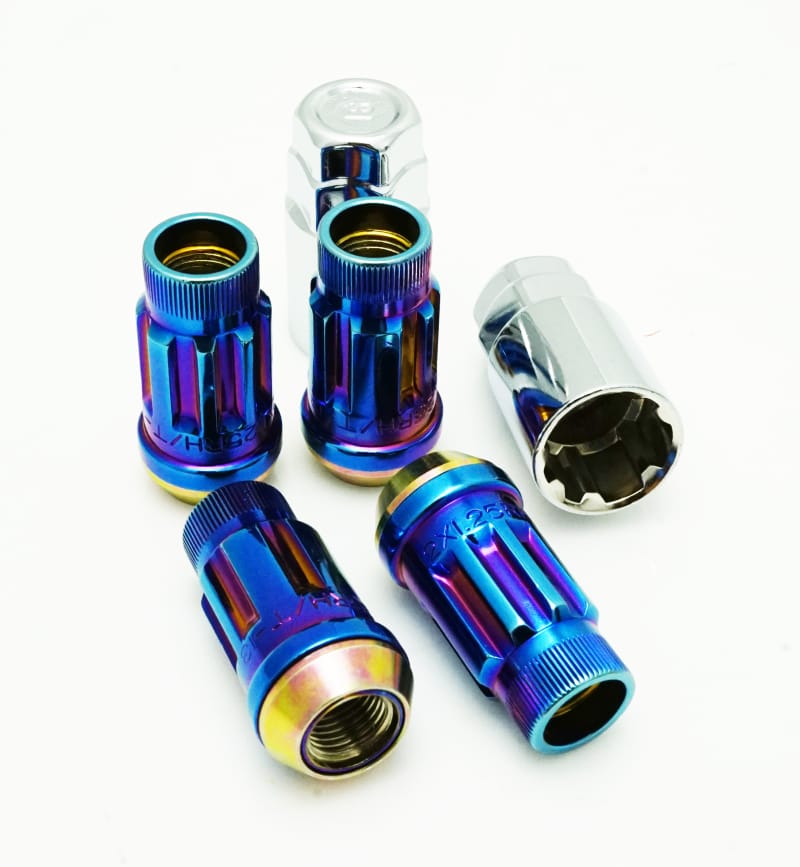 Wheel Mate — Wheel Mate Muteki SR45R Lug Nut Kit Lock Set 12x1.50 45mm - Burned Blue Neon