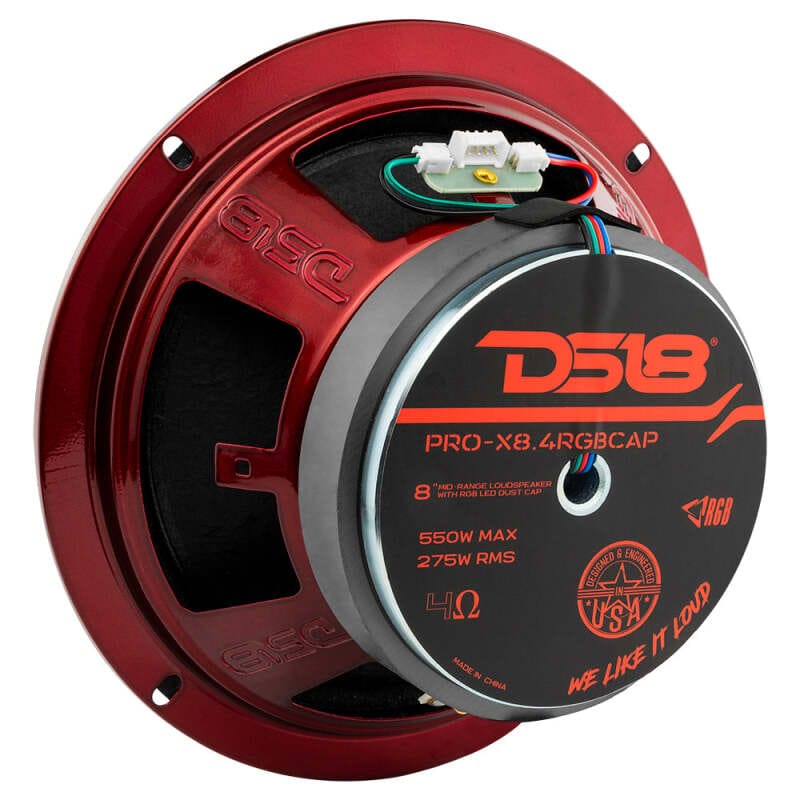 DS18 — DS18 8in 275 Watts RMS 4 ohm Mid-Range Loudspeaker w/ RGB Dust Cap