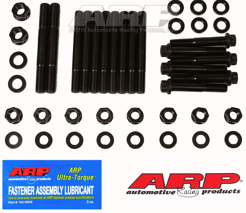 ARP — ARP Little M Iron Main Caps 4 Bolt Splayed Main Stud Kit - Black