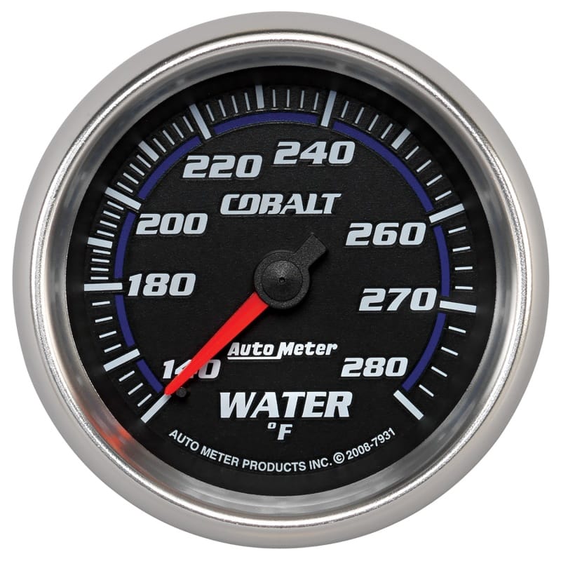 AutoMeter — Autometer Cobalt 66.7mm 140-280 degree F. Water Temperature Gauge
GA 2.6" WT 280F M CB