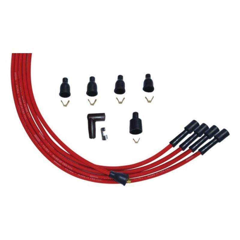 Moroso — Moroso 4 Cly Straight Plug Non-HEI Unsleeved Ultra Spark Plug Wire Set - Red