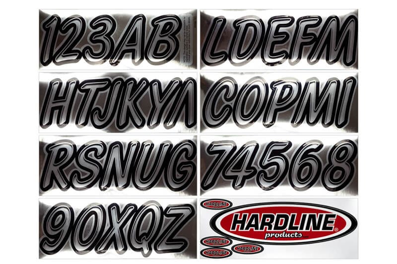 Hardline — Hardline Boat Lettering Registration Kit 3 in. - 400 Chrome/Black