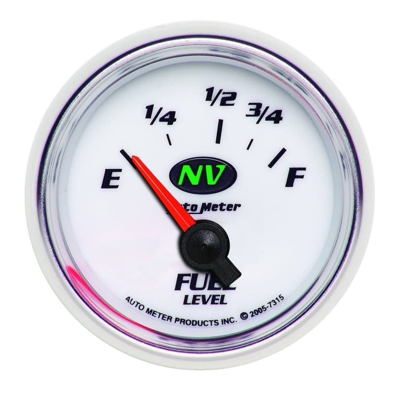 AutoMeter — AutoMeter Gauge Fuel Level 2-1/16in. 73 Ohm(e) to 10 Ohm(f) Elec NV
2-1/16" FUEL LEVEL,