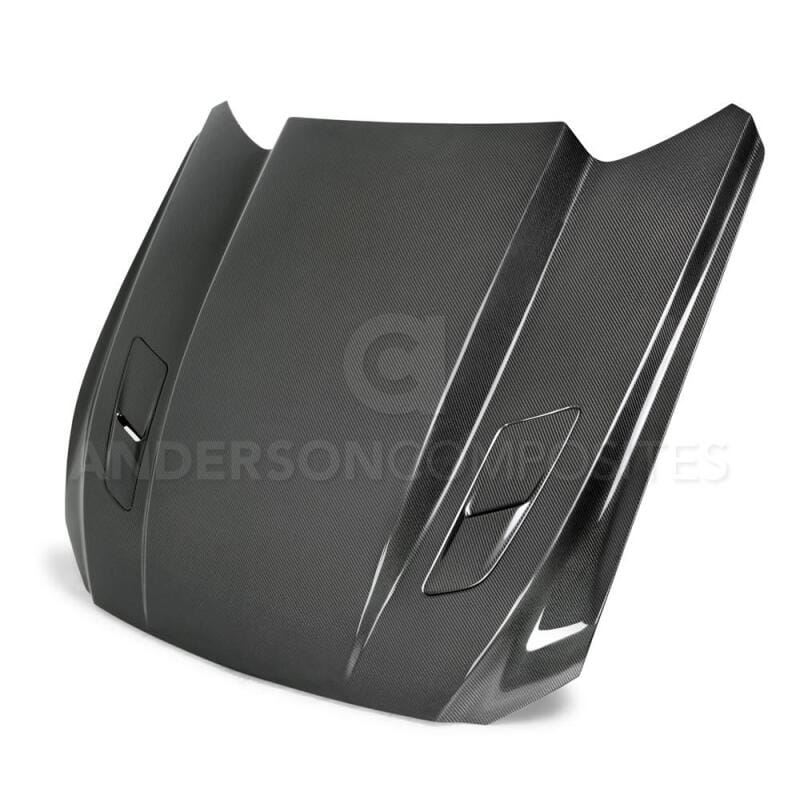 Anderson Composites — Anderson Composites 15-17 Ford Mustang (Excl. GT350/GT350R) Double Sided Carbon Fiber Cowl Hood