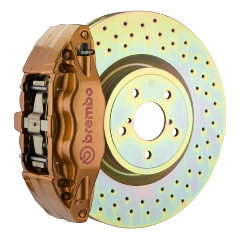Brembo — Brembo 15-21 WRX (VA) Front GT BBK 4 Piston Cast 2pc 326 x30 1pc Rotor Drilled - Gold