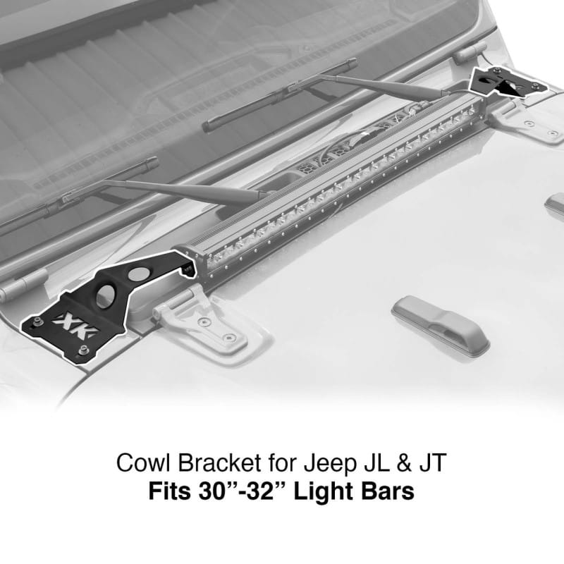 XKGLOW — XK Glow Cowl Light Bar Bracket for Jeep Gladiator JT & Wrangler JL (30-32In Bar)