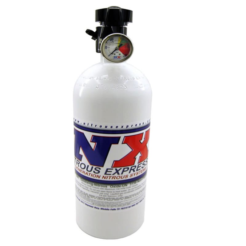 Nitrous Express — Nitrous Express 10lb Bottle w/Lightning 500 Valve (6.89 Dia x 20.19 Tall) w/Gauge
N2OBottle
