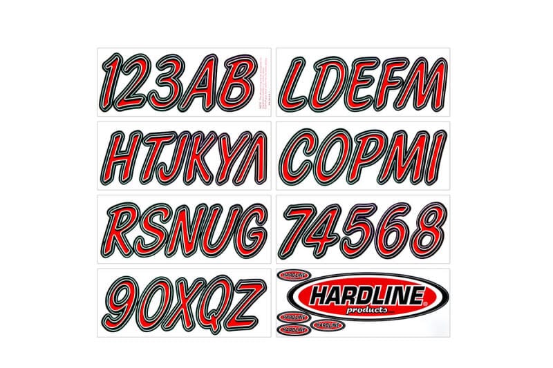 Hardline — Hardline Boat Lettering Registration Kit 3 in. - 400 Red/Black