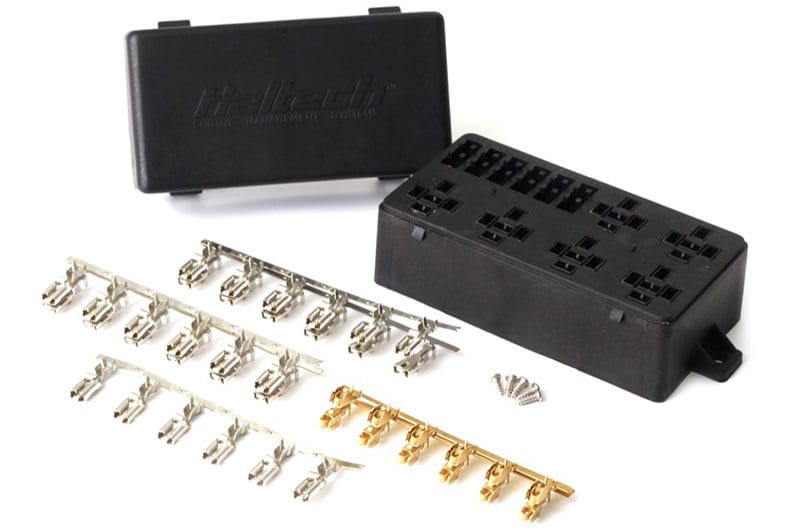 Haltech — Haltech 6 Circuit Haltech Fuse Box w/Lid/Pins
Univrsl Connectors