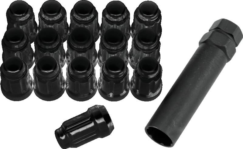 QuadBoss — Lug Nuts, Splined, 12 in. x 1.5 mm., 12 mm., Black