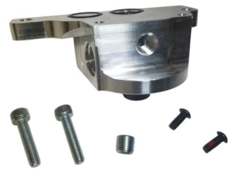 Moroso — Moroso GM LS Oil Filter Adapter - Spin On - External Input Inlet - Outbound Rail