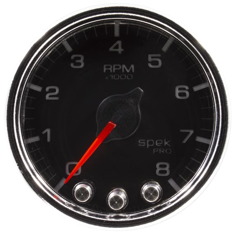 AutoMeter — GAUGE, TACH, 2 1/16", 8K RPM, W/ SHIFT LIGHT & PEAK MEM, BLK/CHRM, SPEK-PRO