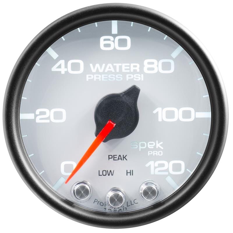 AutoMeter — Autometer Spek-Pro Gauge Water Press 2 1/16in 120psi Stepper Motor W/Peak & Warn Wht/Blk
GA 2" WP 120 WCB SPK