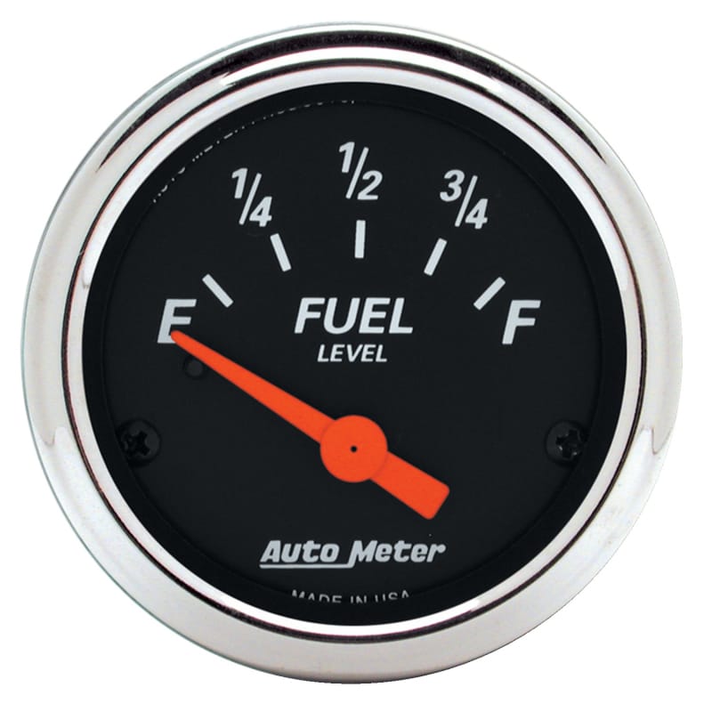 AutoMeter — Autometer Designer Black 2 1/16in 0 Ohm E to 90 Ohm F Electronic Fuel Level Gauge
GA 2" FUEL 0-90 DB
